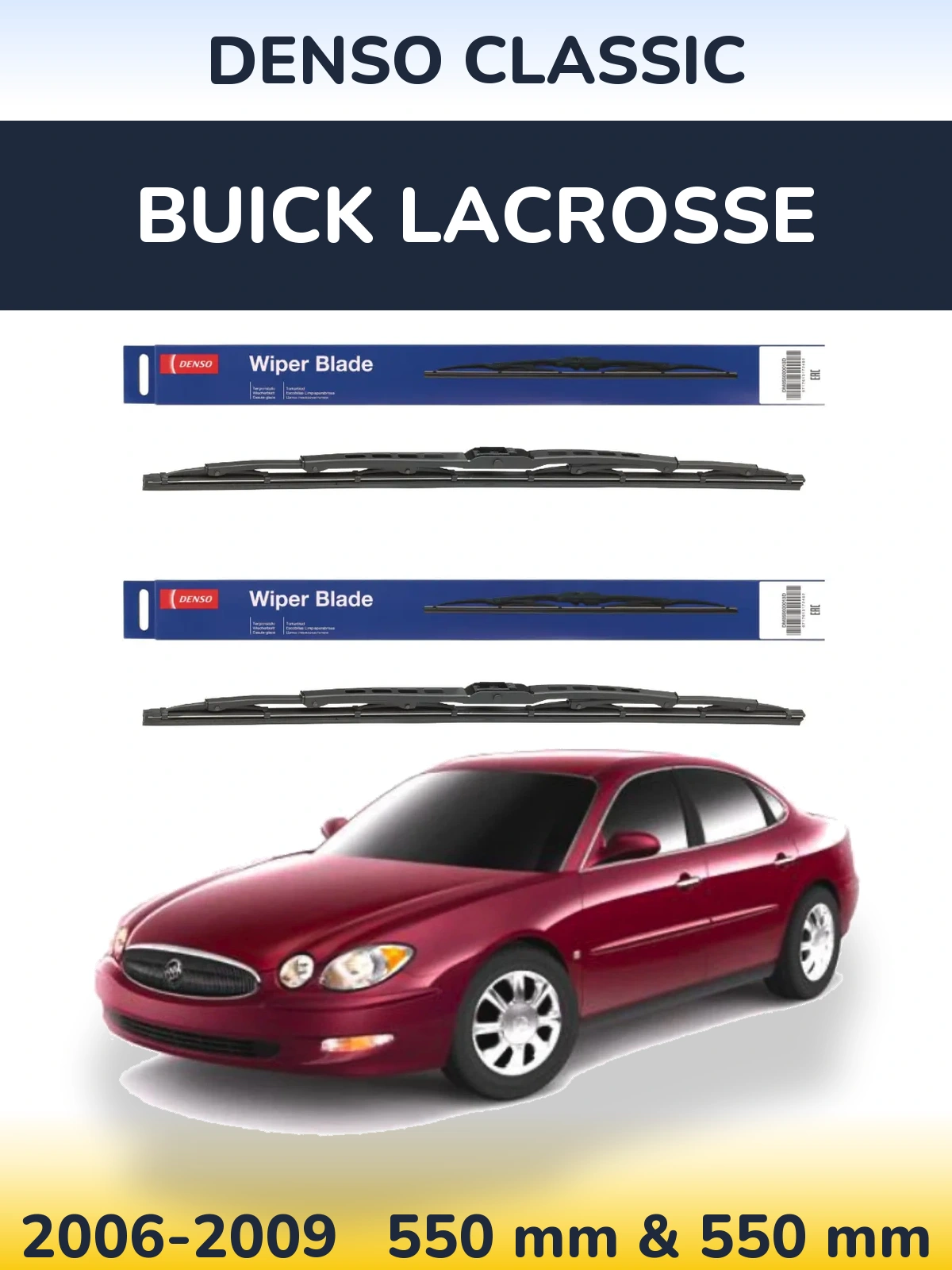 Front wiper blade set Denso Classic 550 & 550 mm for Buick LaCrosse 2006-2009