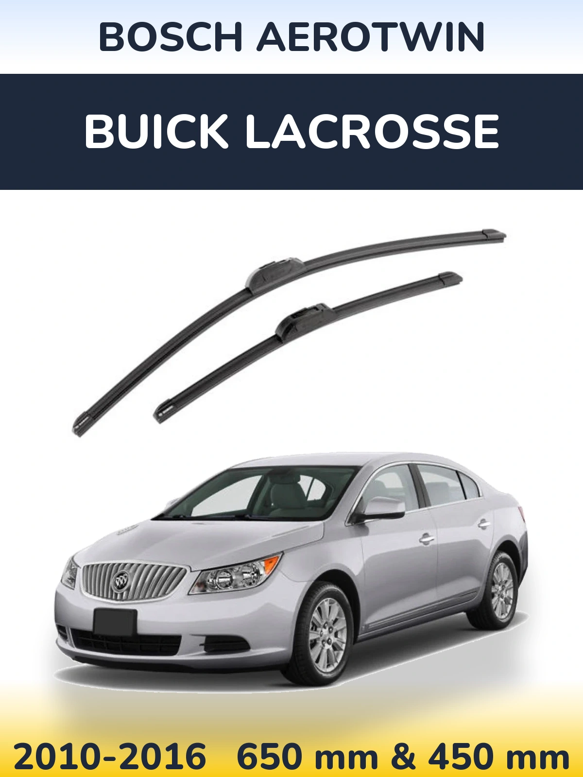 Комплект передних дворников BOSCH AeroTwin 650 & 450 мм для Buick LaCrosse 2010-2016