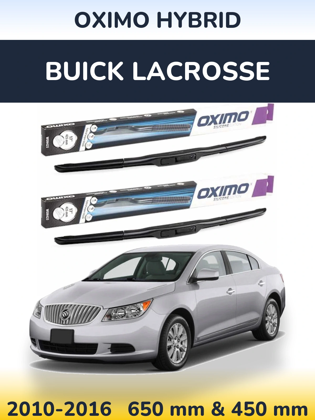 Front wiper blade set Oximo Hybrid 650 & 450 mm for Buick LaCrosse 2010-2016