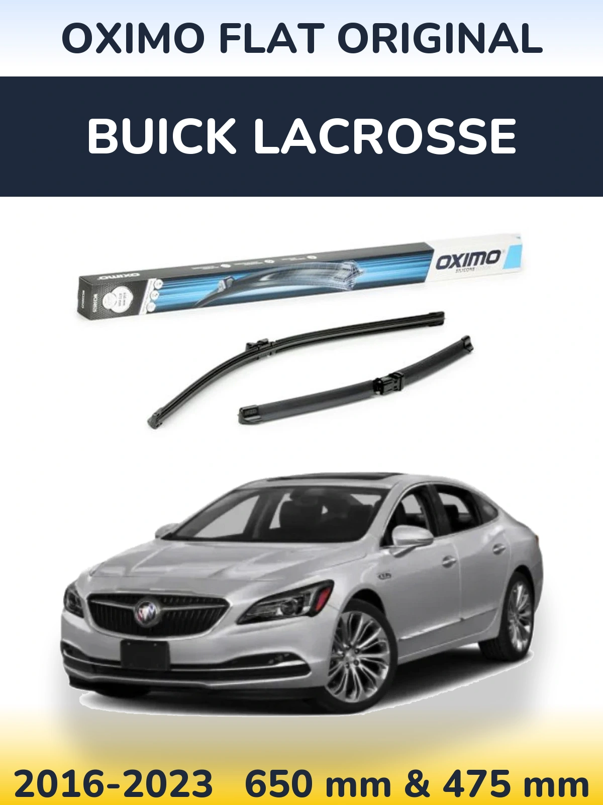 Комплект передніх щіток Oximo Flat Original 650 & 475 мм для Buick LaCrosse 2016-2023