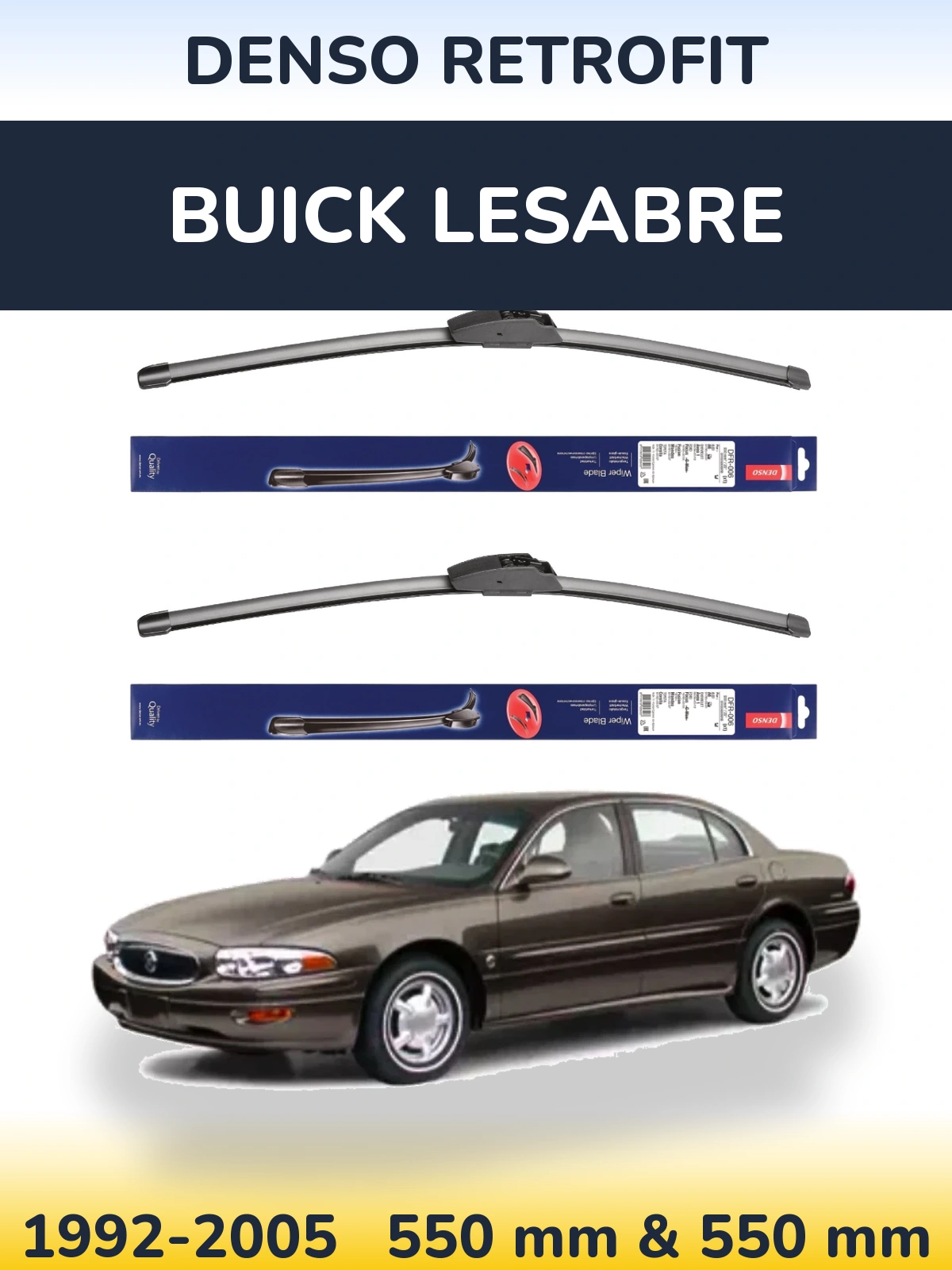 Front wiper blade set Denso Retrofit 550 & 550 мм for Buick LeSabre 1992-2005