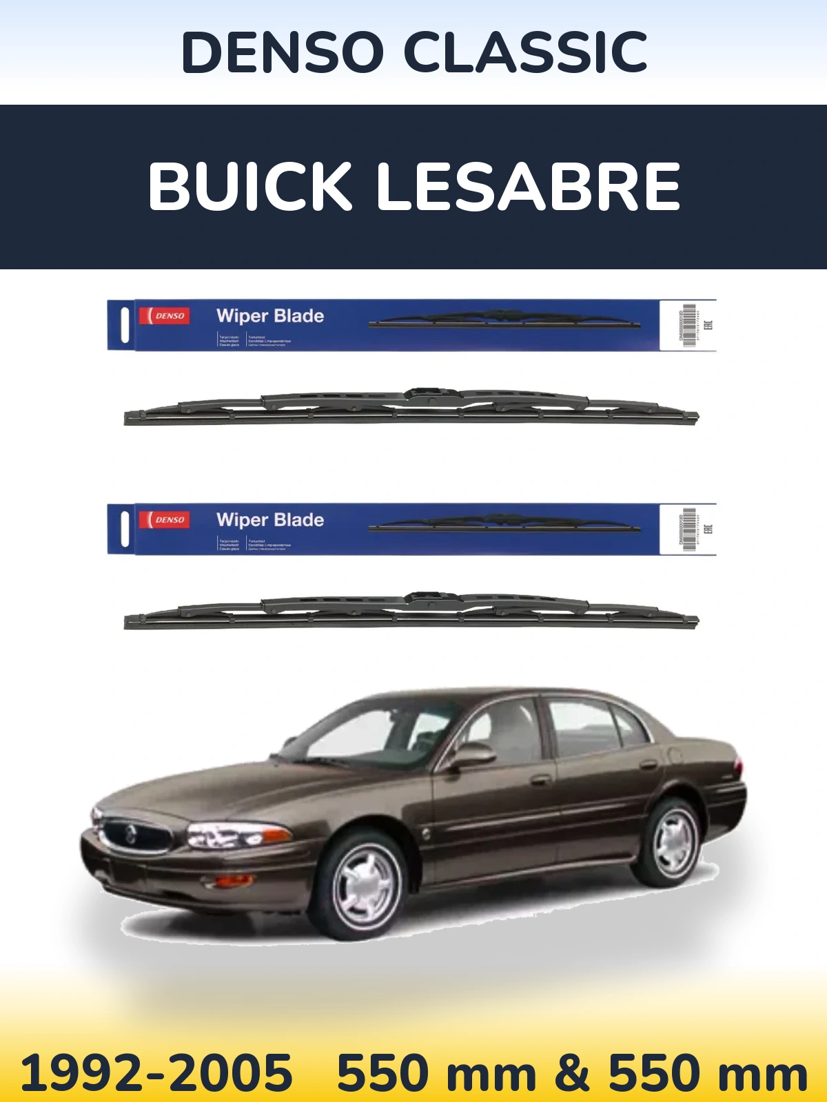 Front wiper blade set Denso Classic 550 & 550 мм for Buick LeSabre 1992-2005