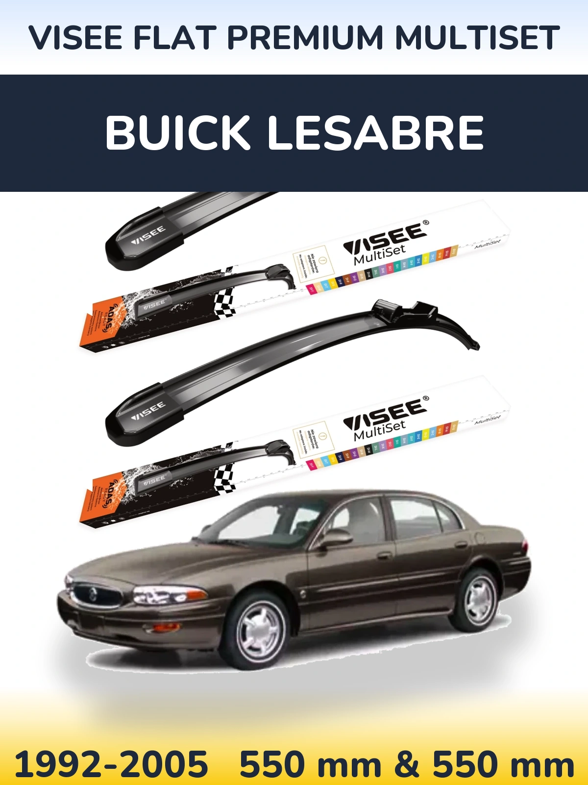 Комплект передних дворников VISEE FLAT PREMIUM MultiSet 550 & 550 мм для Buick LeSabre 1992-2005
