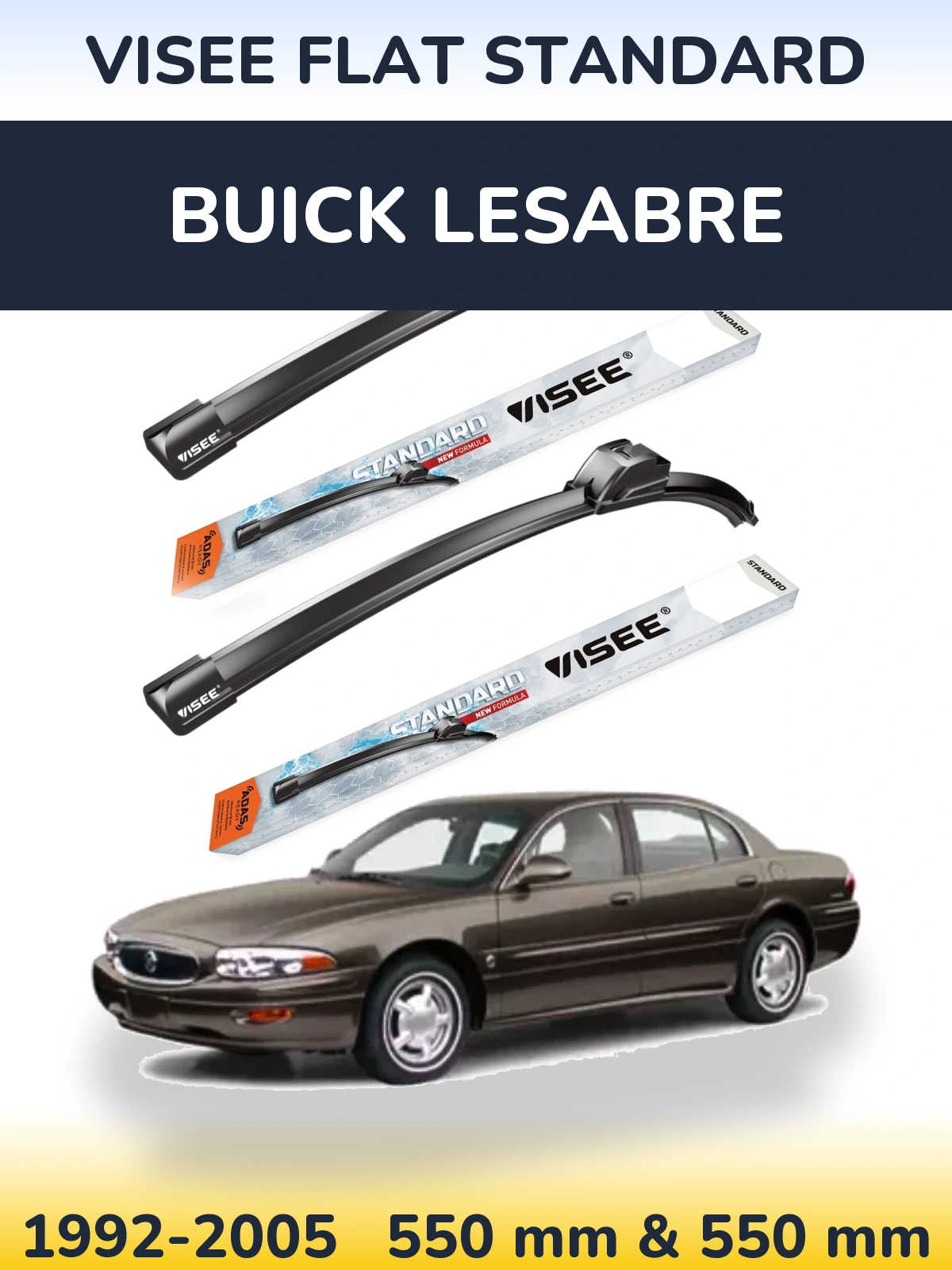 Front wiper blade set VISEE FLAT STANDARD 550 & 550 мм for Buick LeSabre 1992-2005