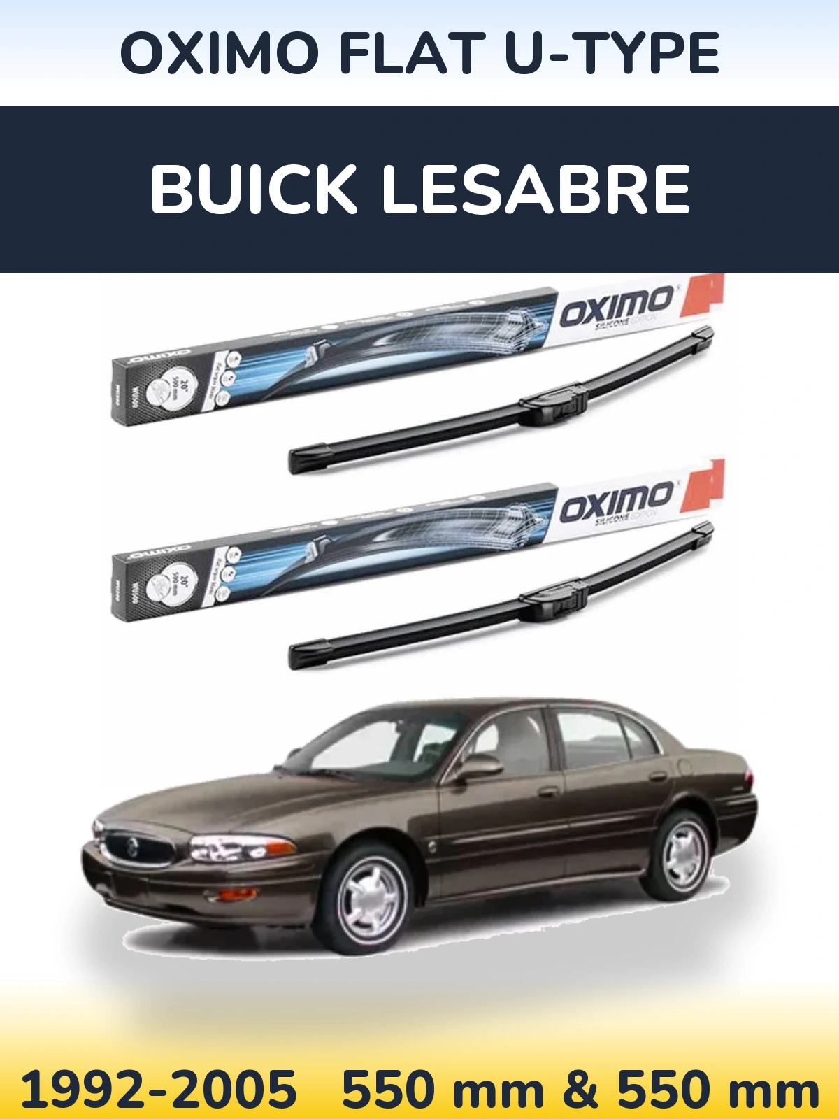 Комплект передних дворников Oximo Flat U-type 550 & 550 мм для Buick LeSabre 1992-2005