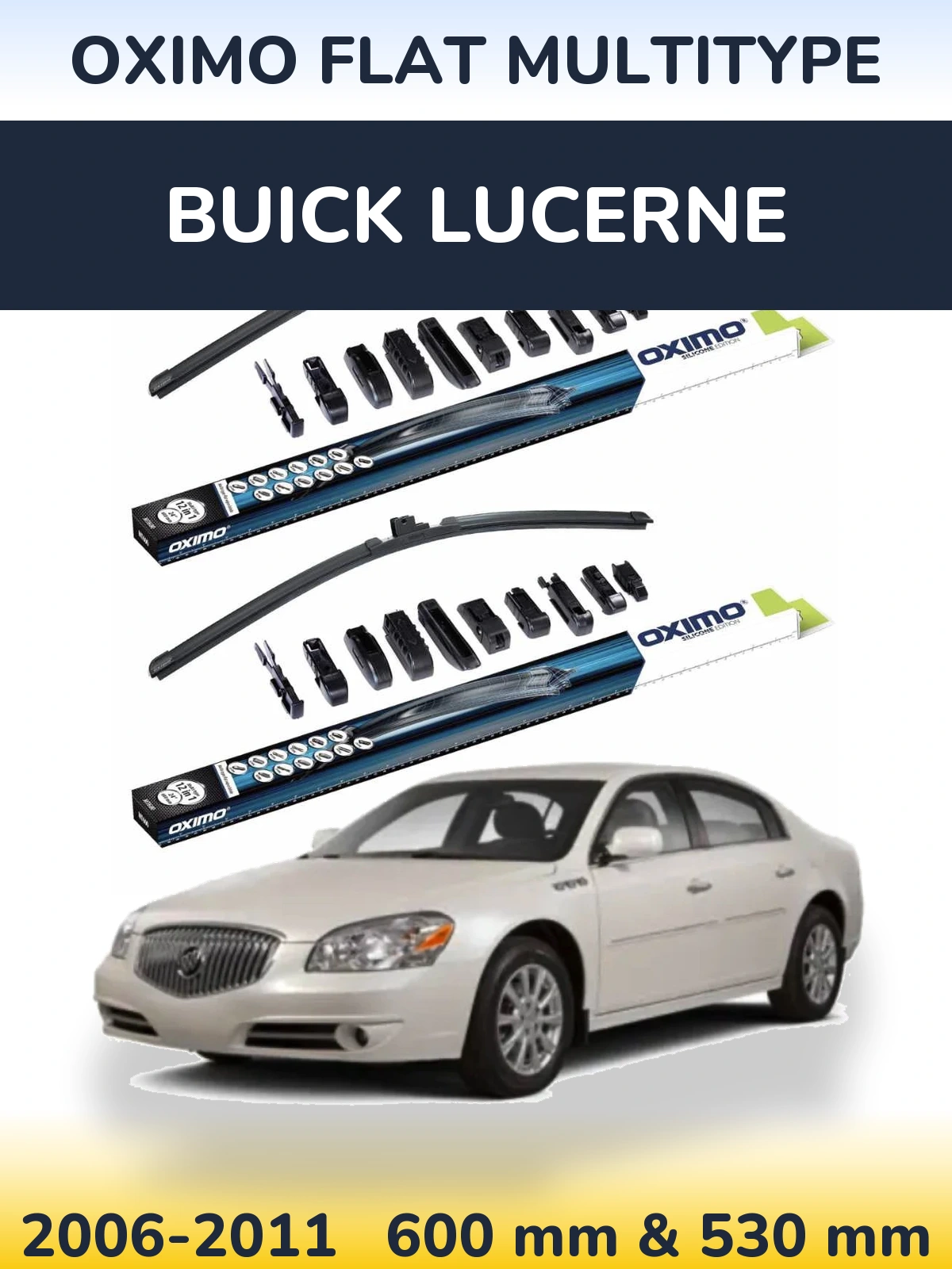 Комплект передних дворников Oximo Flat MultiТипe 600 & 530 мм для Buick Lucerne 2006-2011