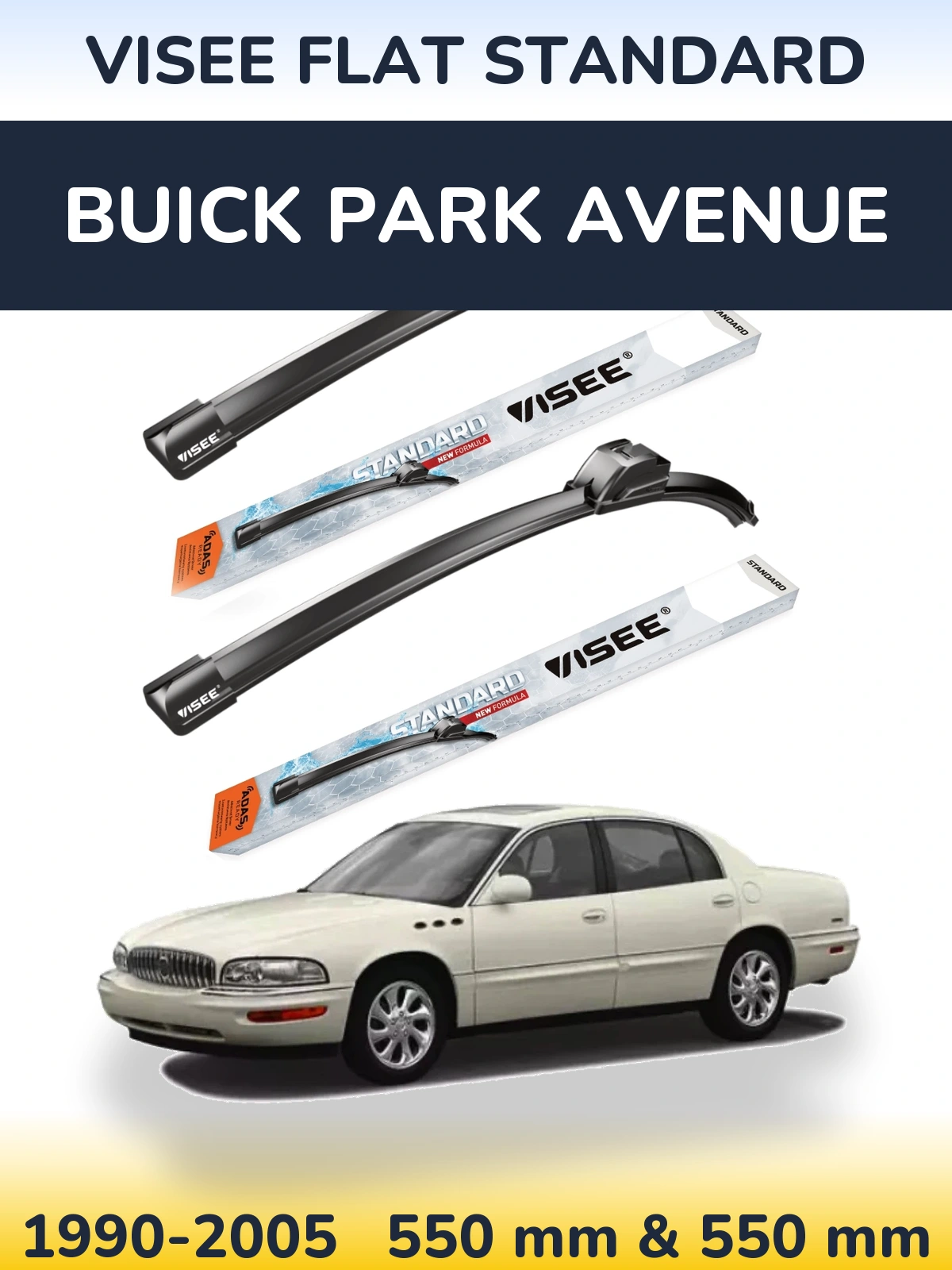 Комплект передних дворников VISEE FLAT STANDARD 550 & 550 мм для Buick Park Avenue 1990-2005