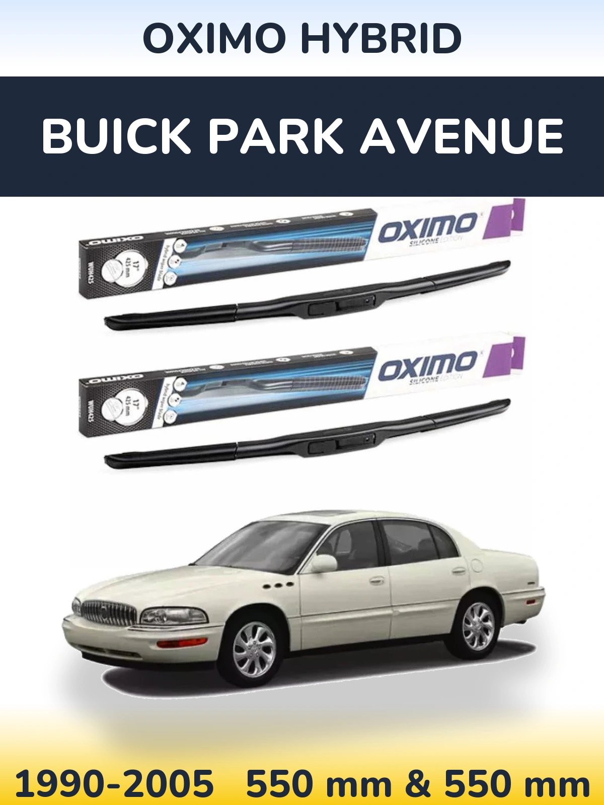 Front wiper blade set Oximo Hybrid 550 & 550 мм for Buick Park Avenue 1990-2005