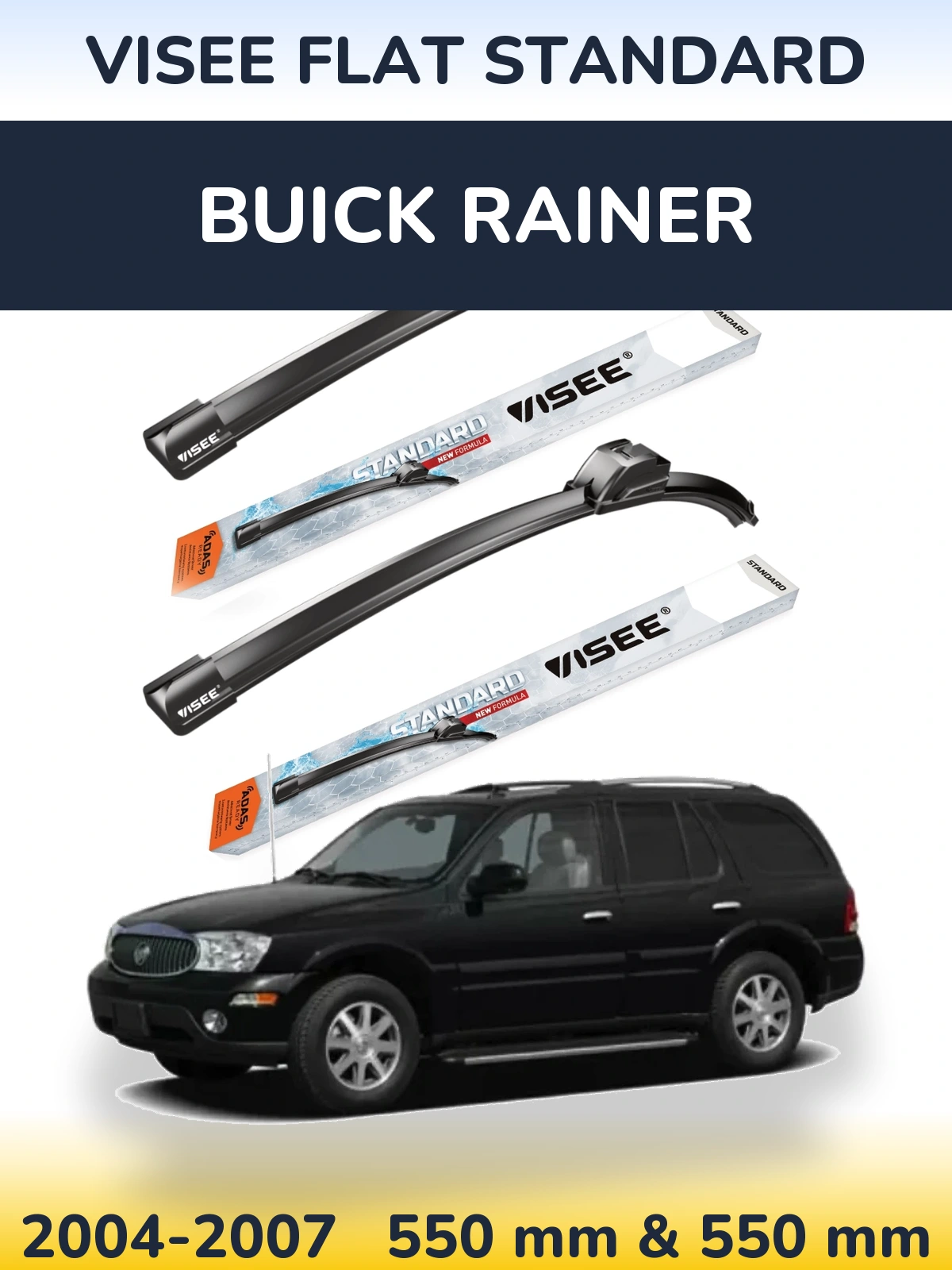 Front wiper blade set VISEE FLAT STANDARD 550 & 550 мм for Buick Rainer 2004-2007