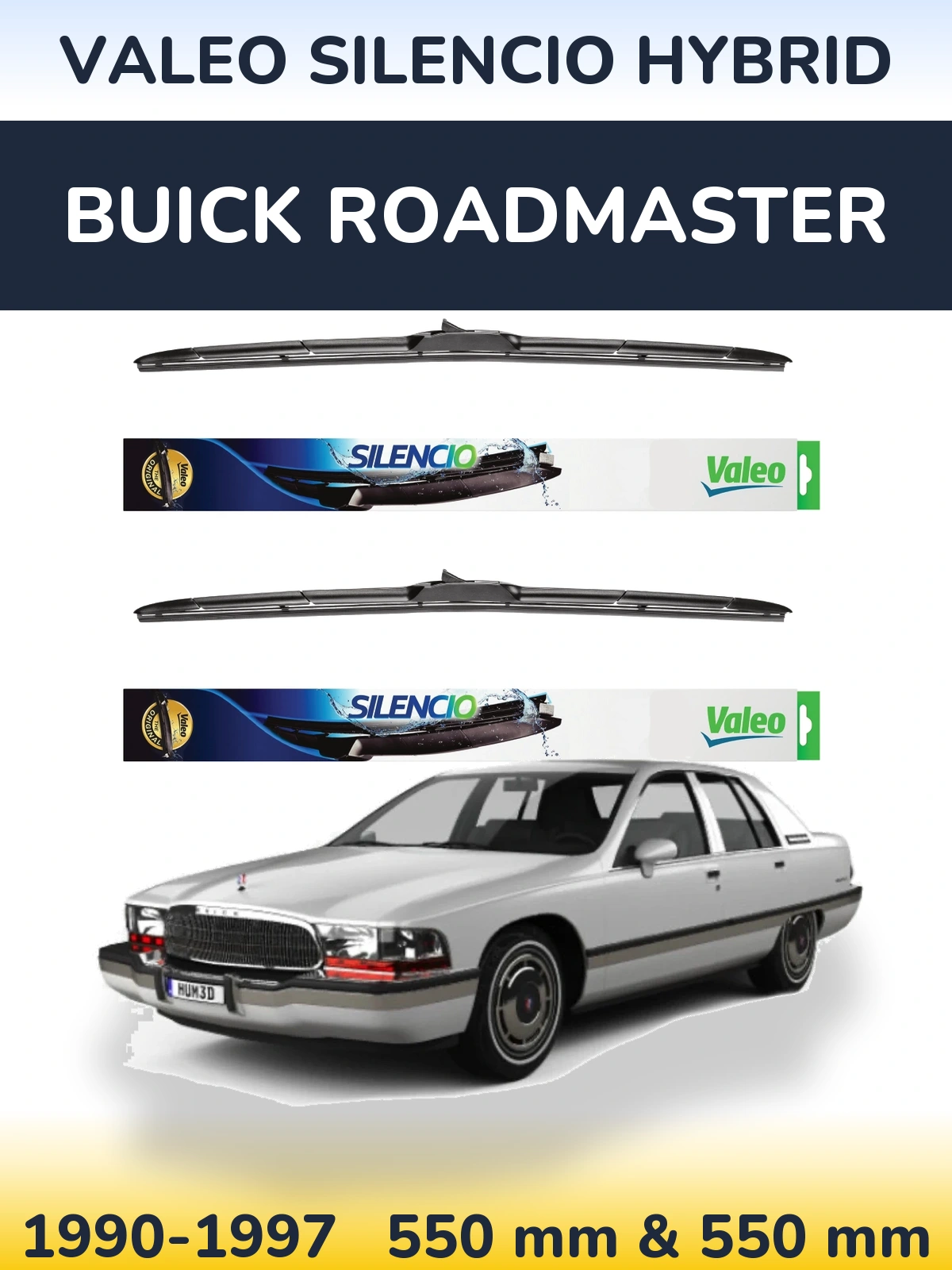 Комплект передніх щіток Valeo Silencio Hybrid 550 & 550 мм для Buick Roadmaster 1990-1997