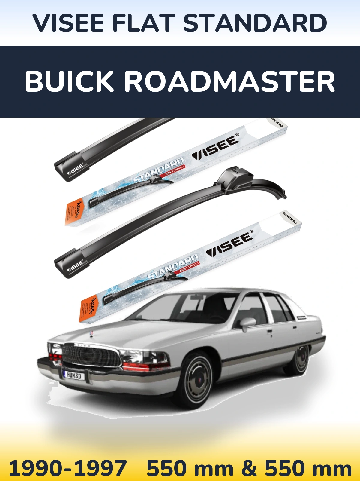 Front wiper blade set VISEE FLAT STANDARD 550 & 550 мм for Buick Roadmaster 1990-1997