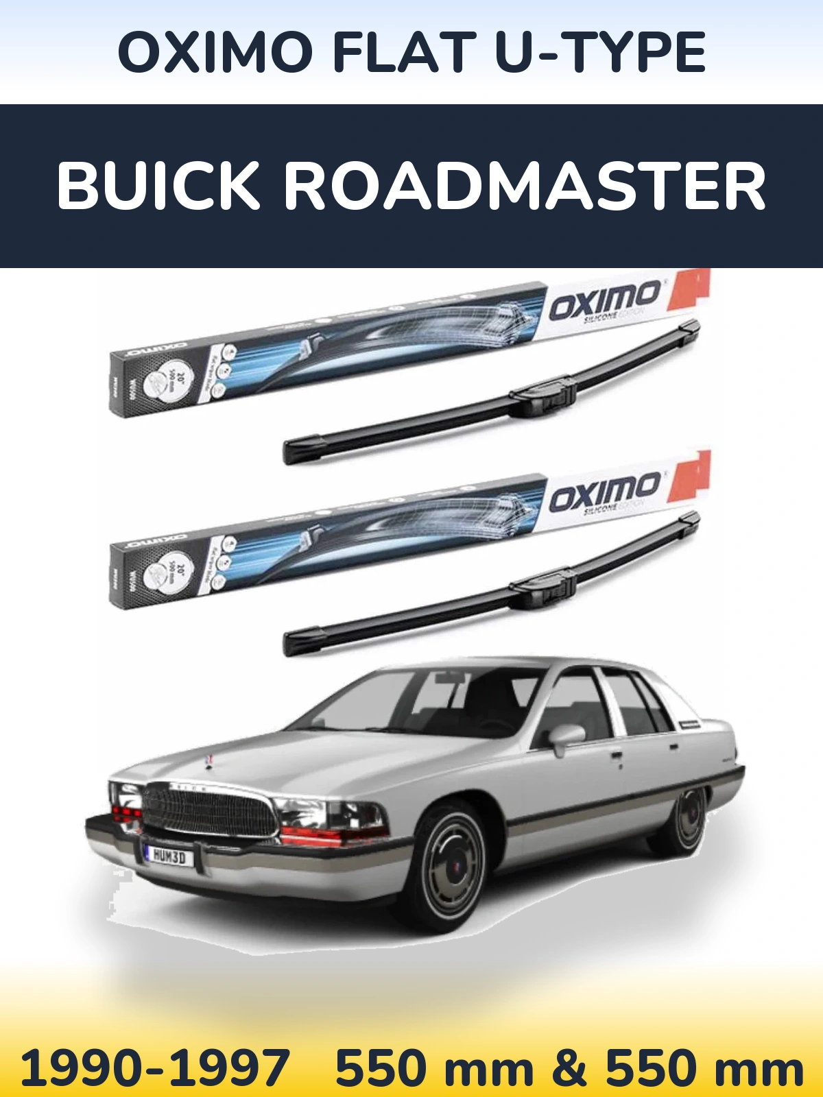 Комплект передніх щіток Oximo Flat U-type 550 & 550 мм для Buick Roadmaster 1990-1997