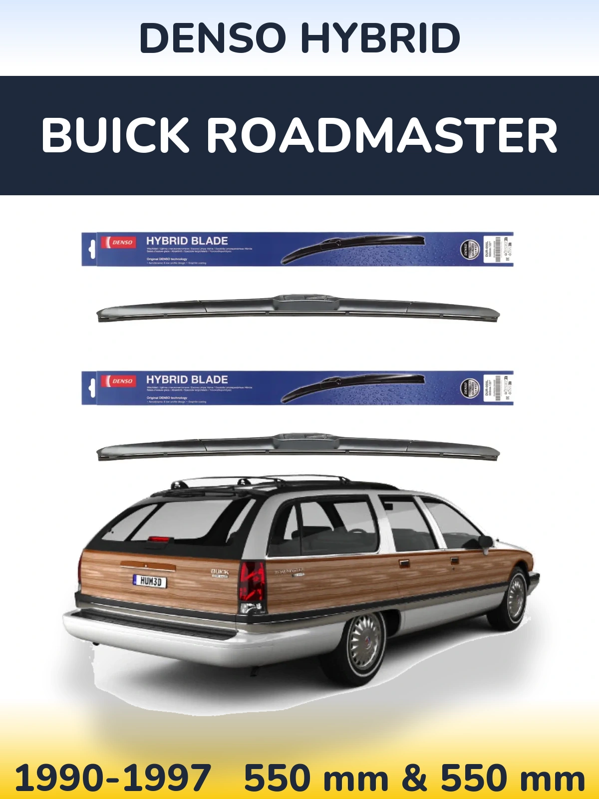 Komplet przednich wycieraczek Denso Hybrid 550 & 550 mm do Buick Roadmaster 1990-1997
