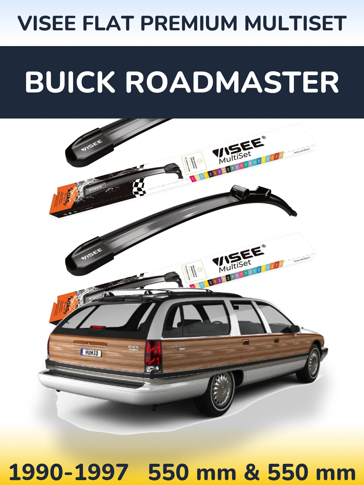 Front wiper blade set VISEE FLAT PREMIUM MultiSet 550 & 550 мм for Buick Roadmaster 1990-1997