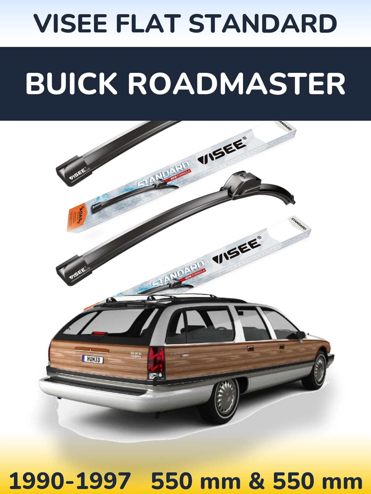 Комплект передних дворников VISEE FLAT STANDARD 550 & 550 мм для Buick Roadmaster 1990-1997