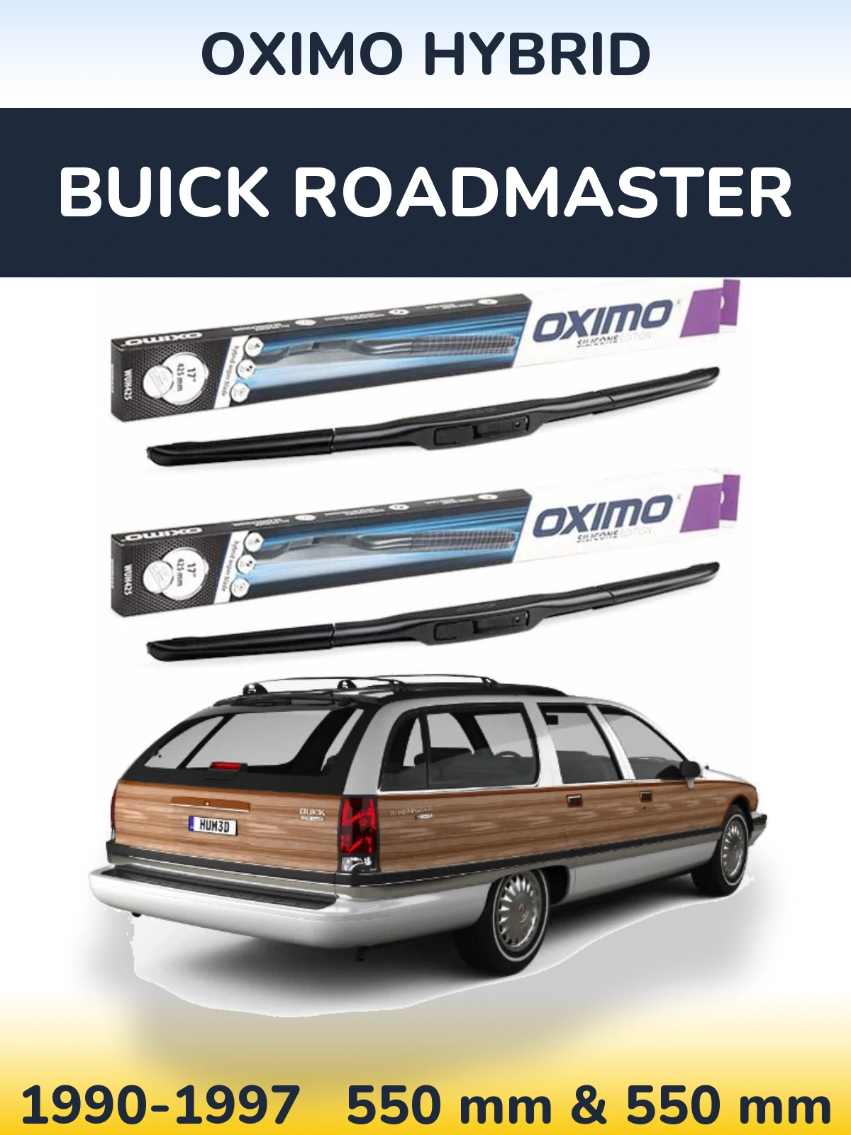 Комплект передних дворников Oximo Hybrid 550 & 550 мм для Buick Roadmaster 1990-1997