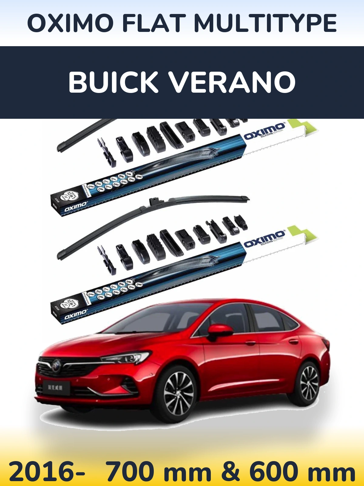Front wiper blade set Oximo Flat MultiTypee 700 & 600 mm for Buick Verano 2016-2026