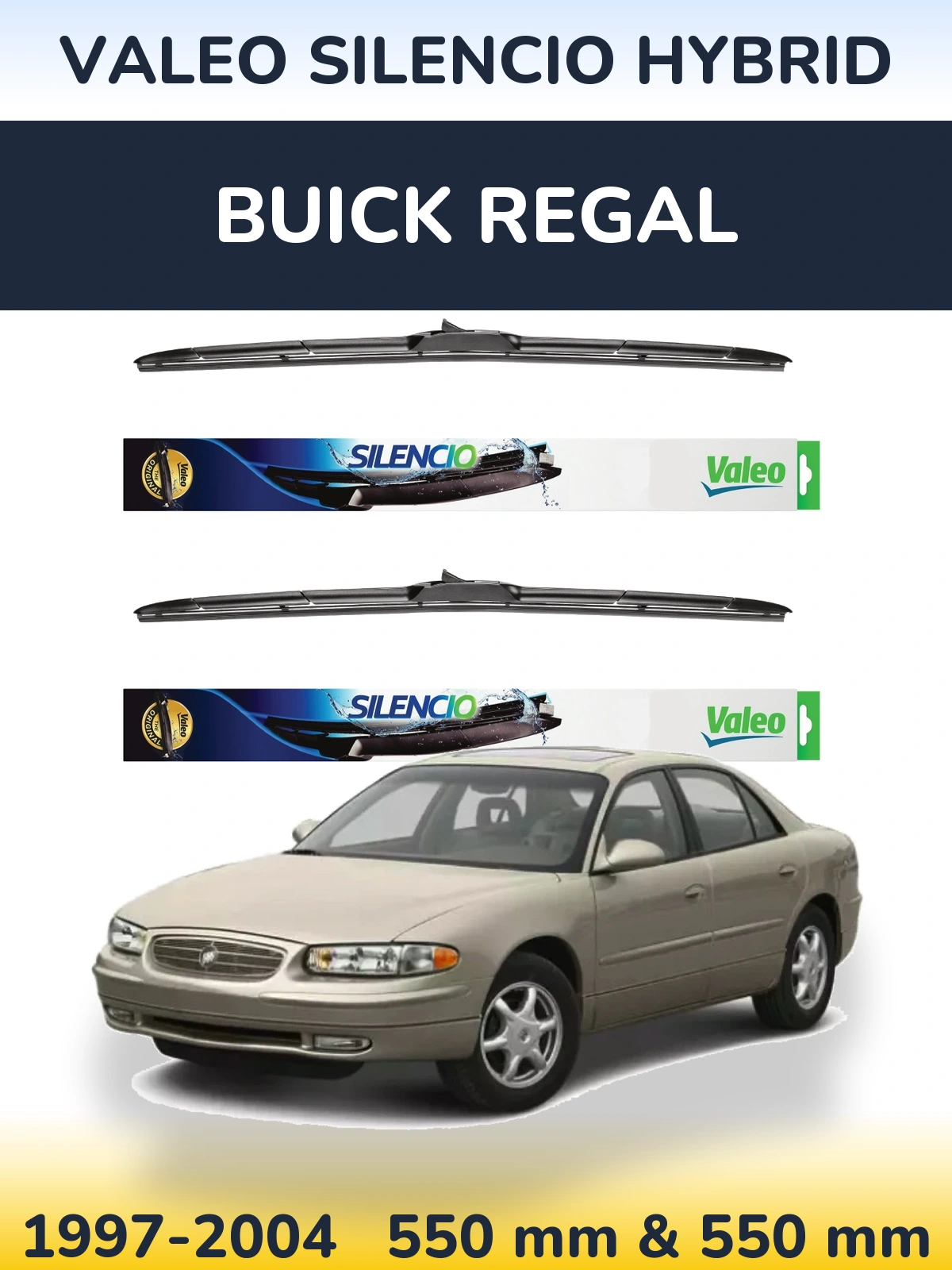 Front wiper blade set Valeo Silencio Hybrid 550 & 550 мм for Buick Regal 1997-2004