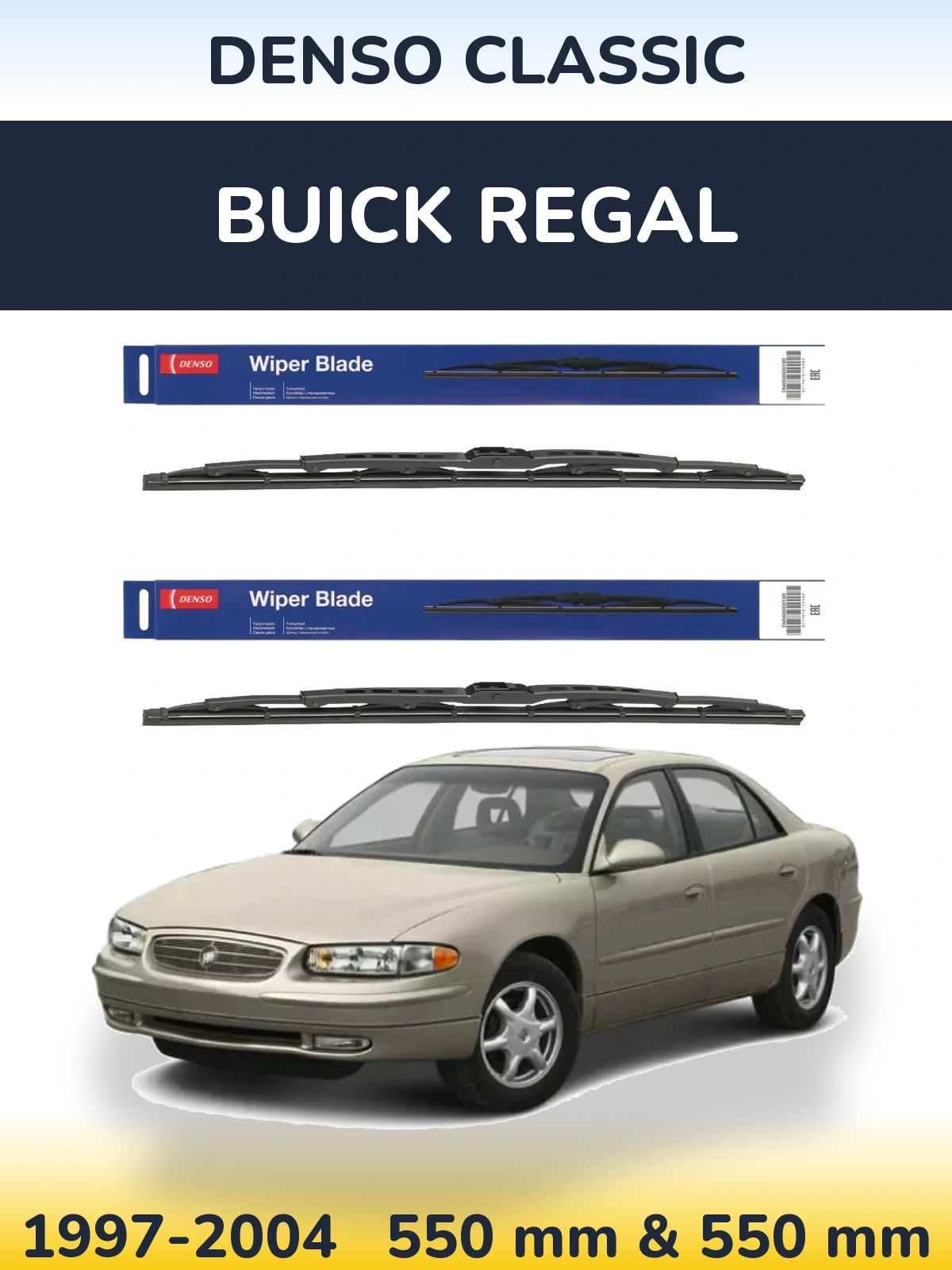 Front wiper blade set Denso Classic 550 & 550 mm for Buick Regal 1997-2004