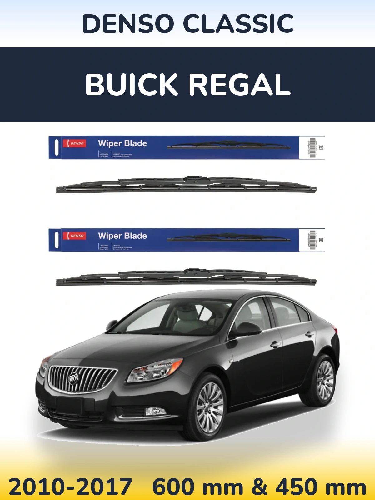 Front wiper blade set Denso Classic 600 & 450 мм for Buick Regal 2010-2017