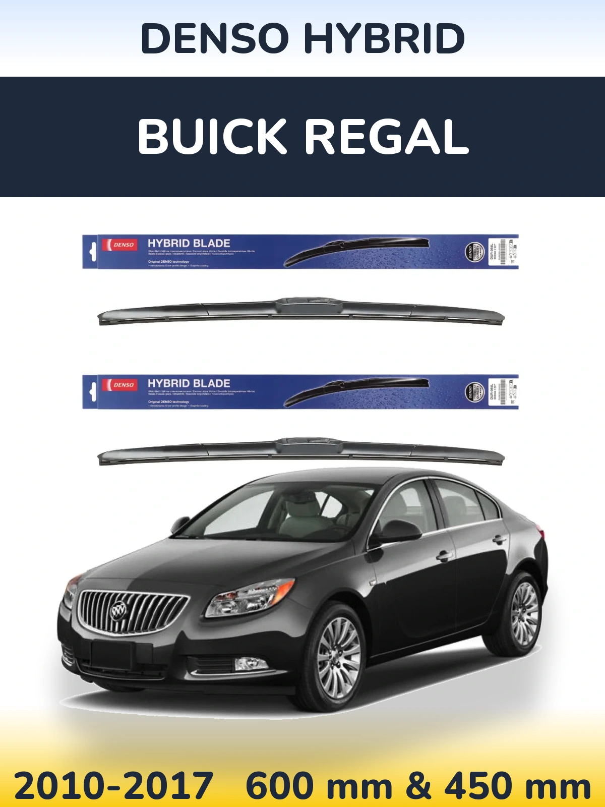 Komplet przednich wycieraczek Denso Hybrid 600 & 450 mm do Buick Regal 2010-2017