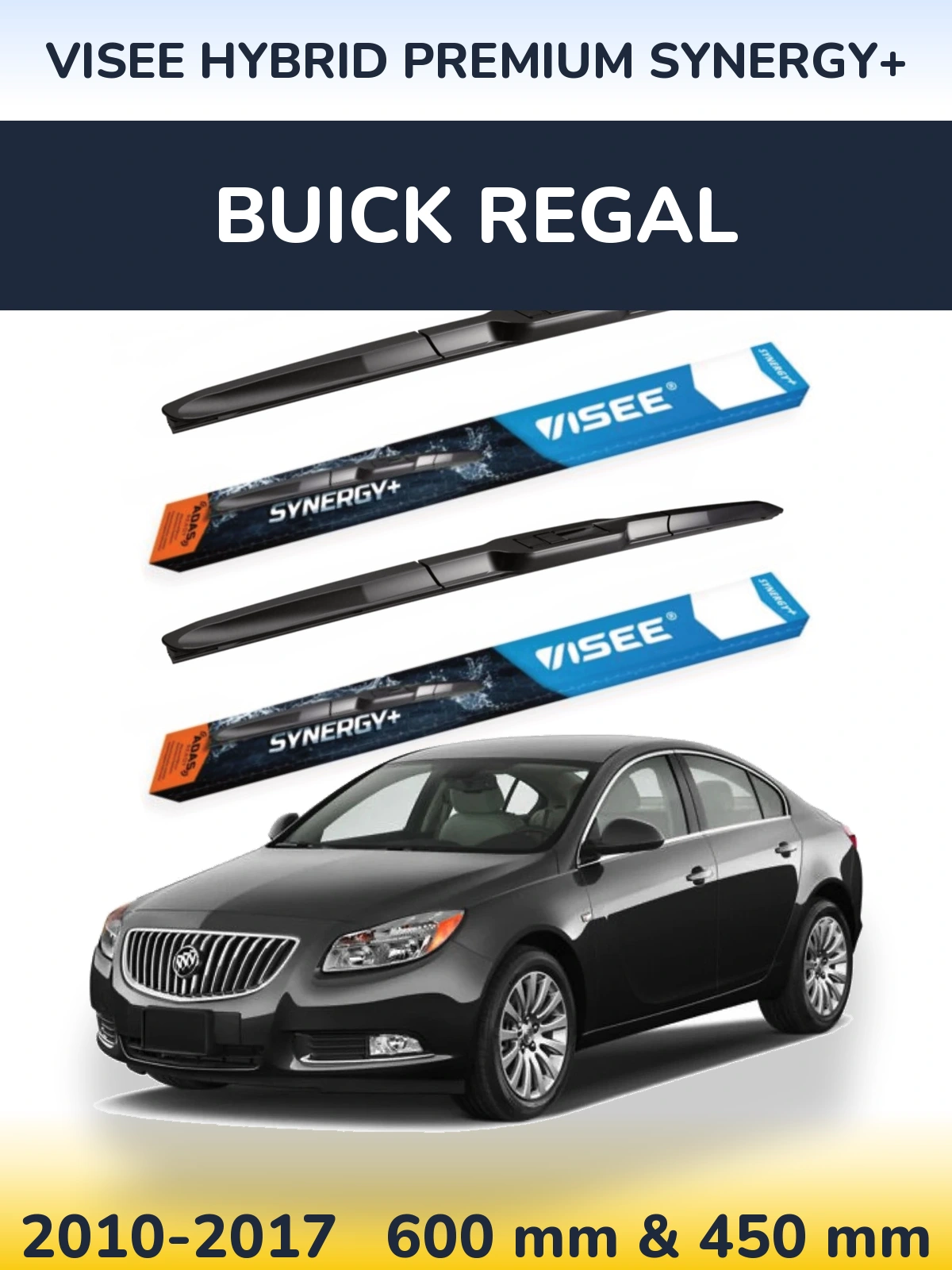 Komplet przednich wycieraczek VISEE HYBRID PREMIUM SYNERGY+ 600 & 450 mm do Buick Regal 2010-2017