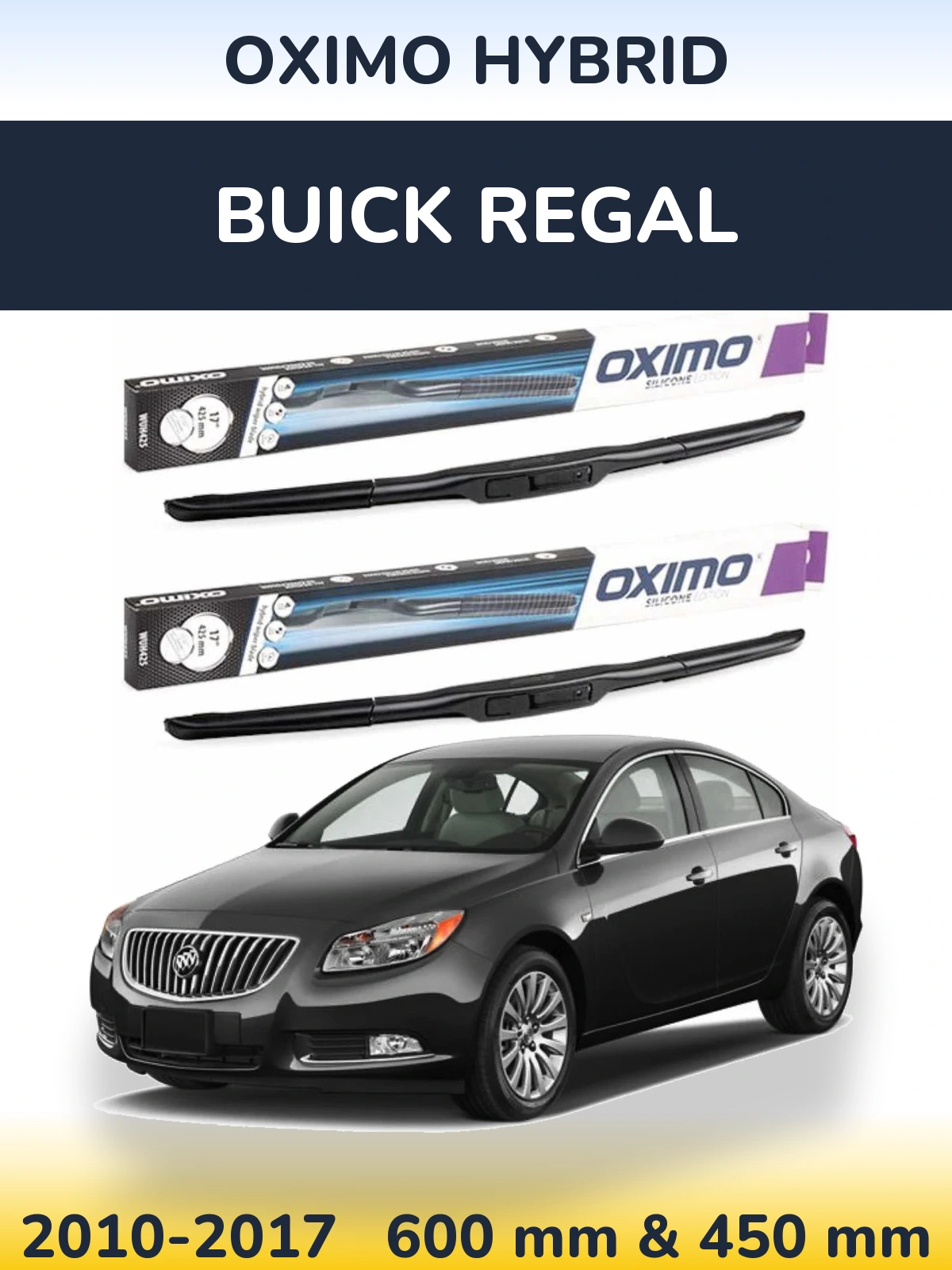 Front wiper blade set Oximo Hybrid 600 & 450 мм for Buick Regal 2010-2017