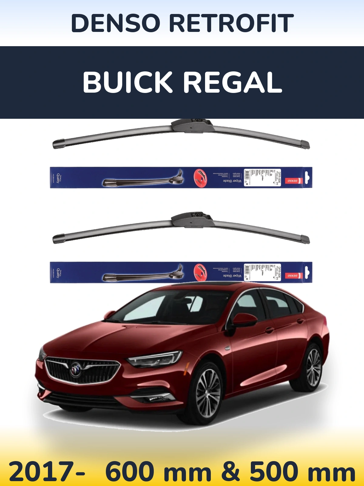 Комплект передних дворников Denso Retrofit 600 & 500 мм для Buick Regal 2017-2026