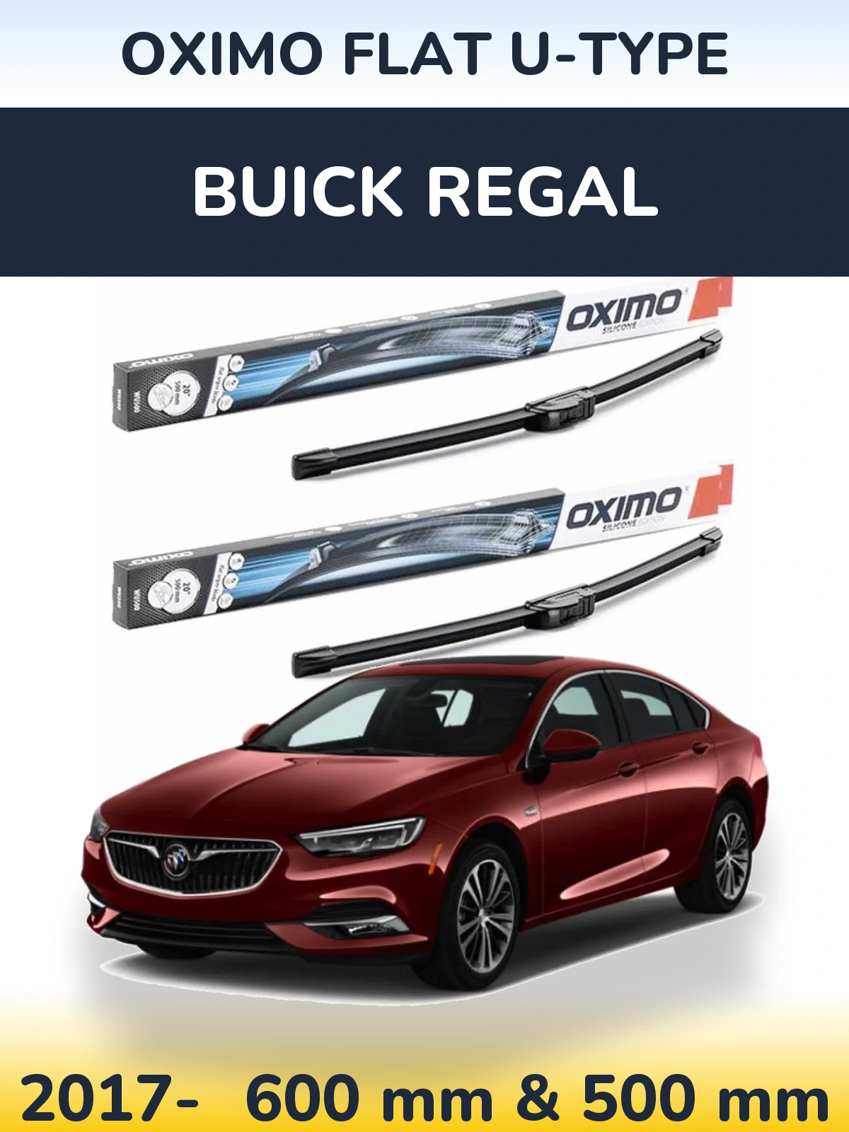 Komplet przednich wycieraczek Oximo Flat U-type 600 & 500 mm do Buick Regal 2017-2026