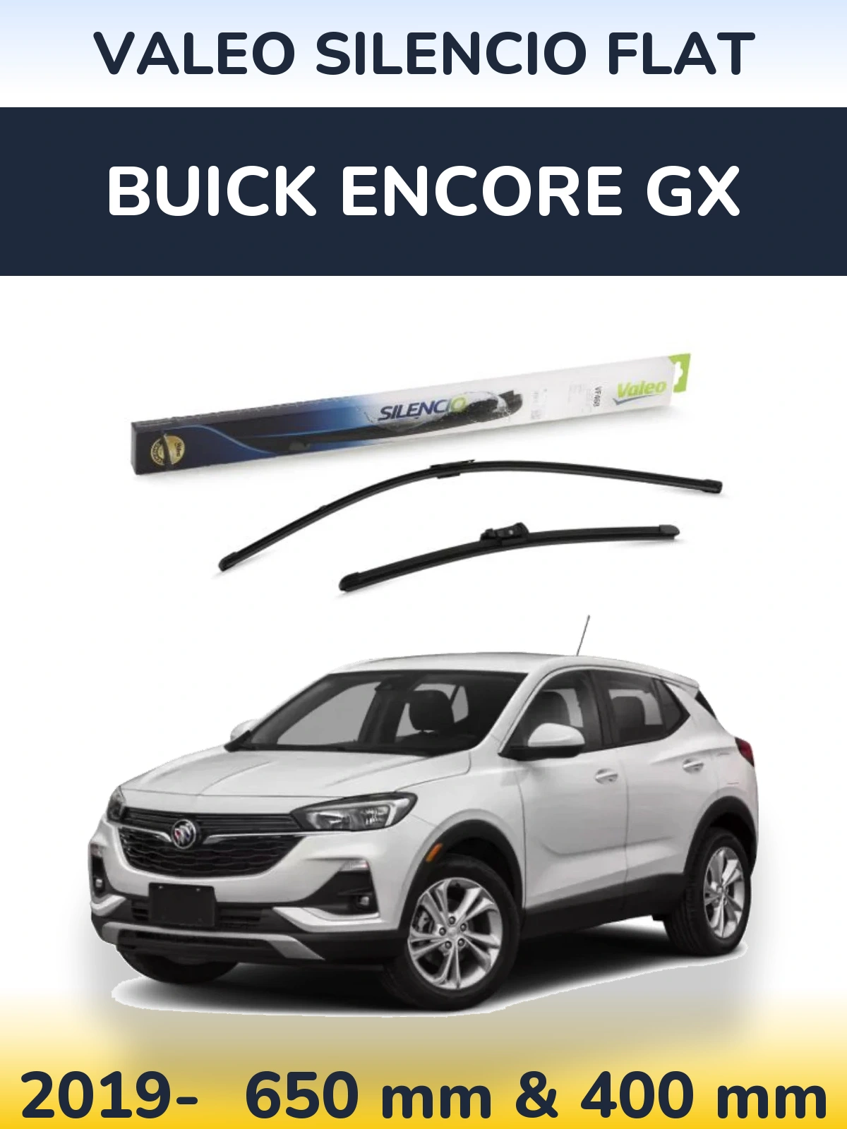 Komplet przednich wycieraczek Valeo Silencio Flat 650 & 400 mm do Buick Encore GX 2019-2026