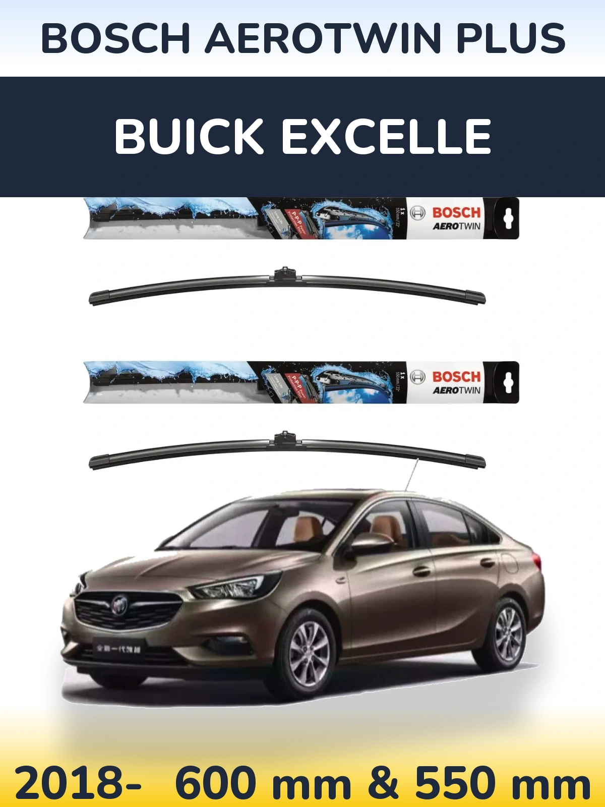 Komplet przednich wycieraczek BOSCH AeroTwin Plus 600 & 550 mm do Buick Excelle 2018-2026