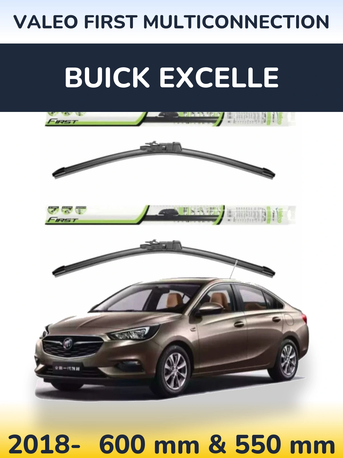 Komplet przednich wycieraczek Valeo First MultiConnection 600 & 550 mm do Buick Excelle 2018-2026