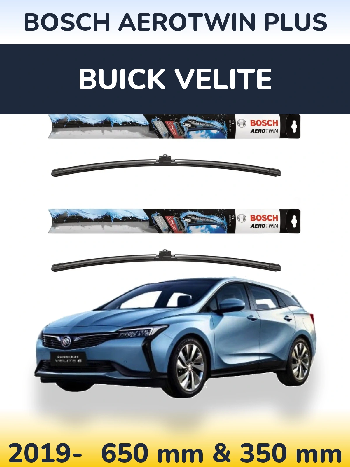 Komplet przednich wycieraczek BOSCH AeroTwin Plus 650 & 350 mm do Buick Velite 2019-2026