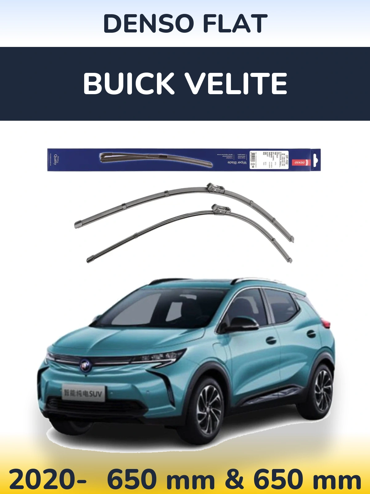 Komplet przednich wycieraczek Denso Flat 650 & 650 mm do Buick Velite 2020-2026