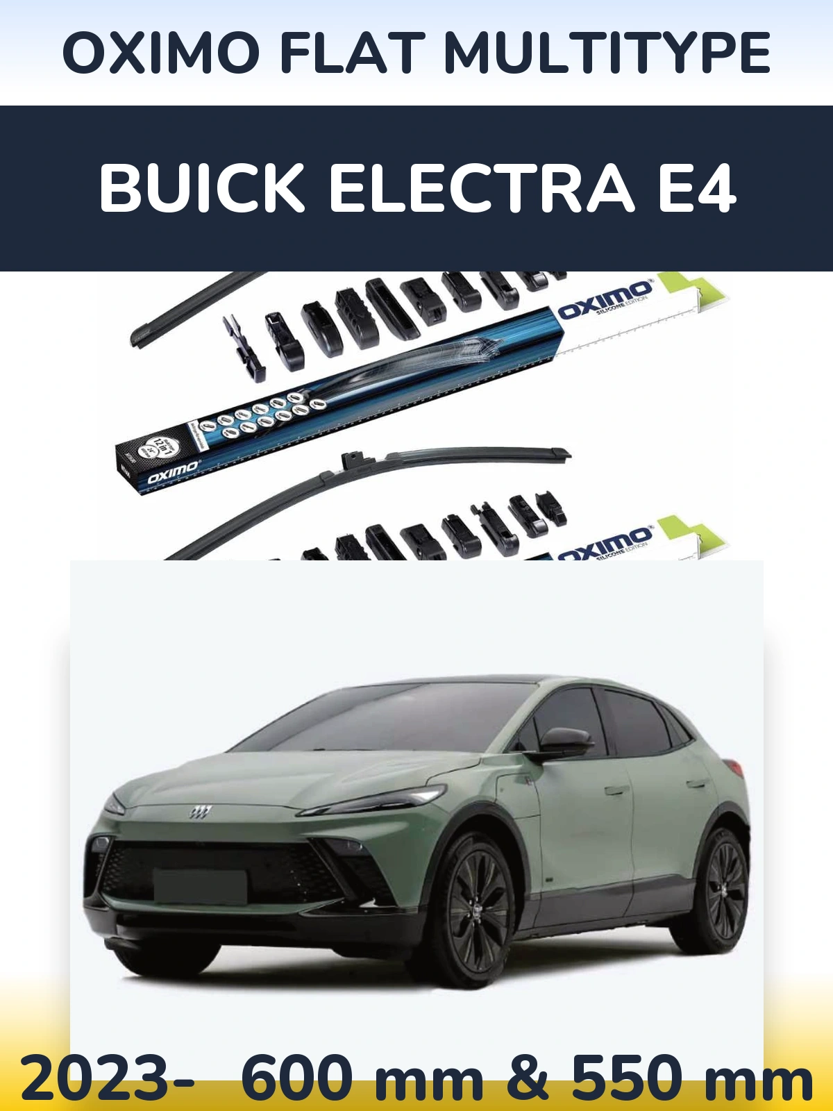 Front wiper blade set Oximo Flat MultiTypee 600 & 550 mm for Buick Electra E4 2023-2026