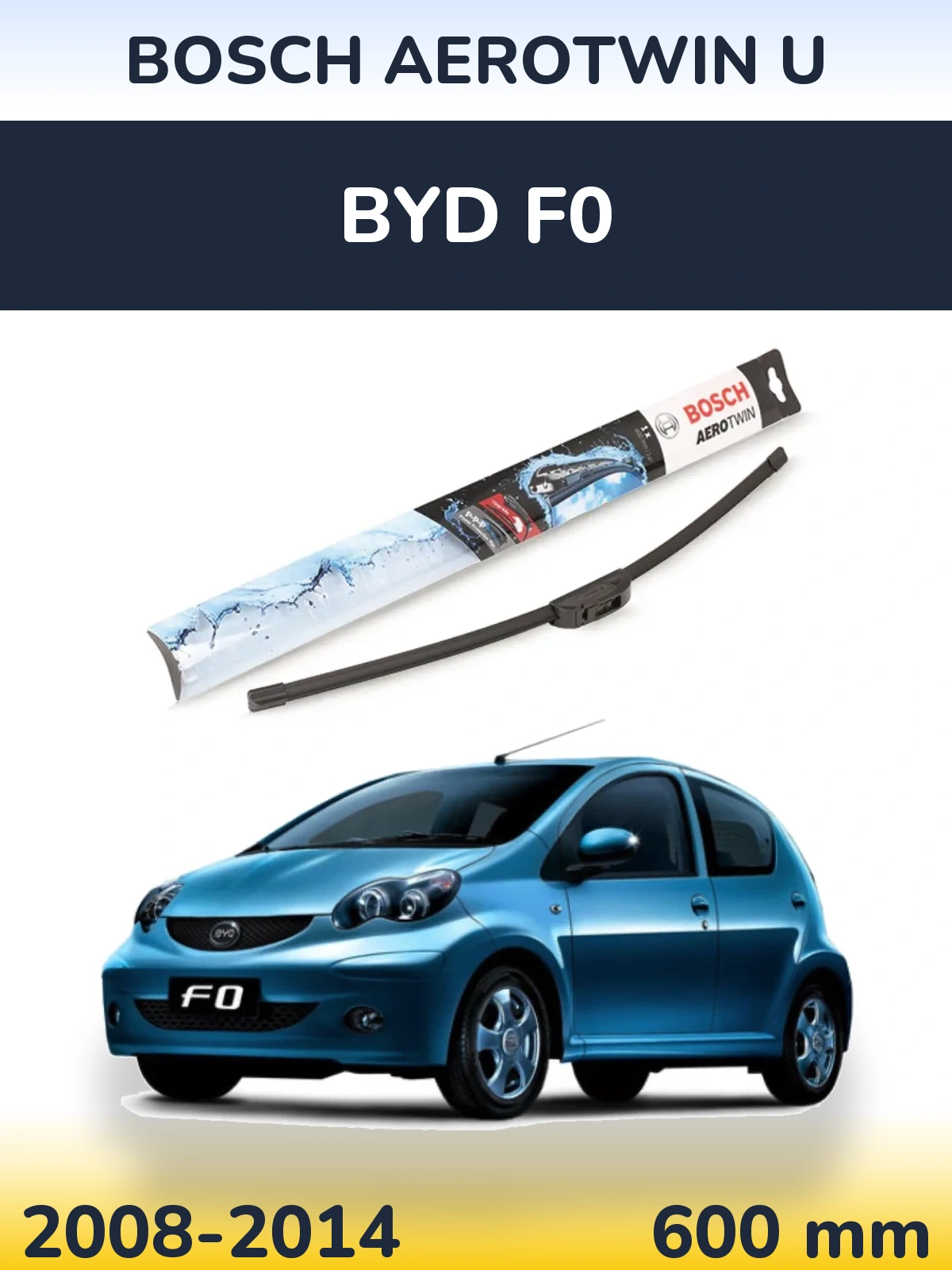 Przednia wycieraczka BOSCH AeroTwin U 600 mm do BYD F0 2008-2014
