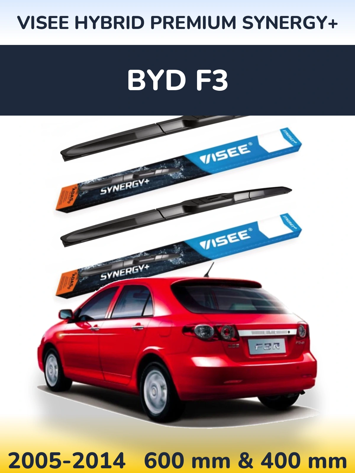 Комплект передніх щіток VISEE HYBRID PREMIUM SYNERGY+ 600 & 400 мм для BYD F3 2005-2014