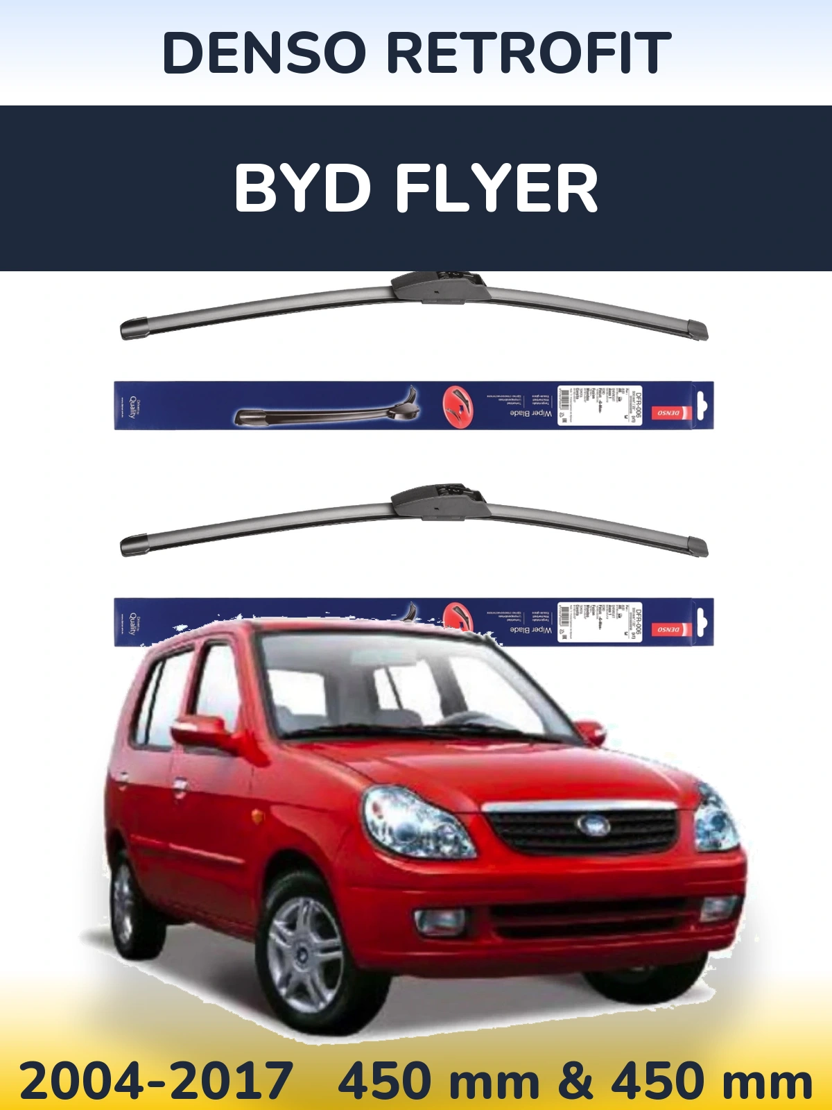 Front wiper blade set Denso Retrofit 450 & 450 мм for BYD Flyer 2004-2017