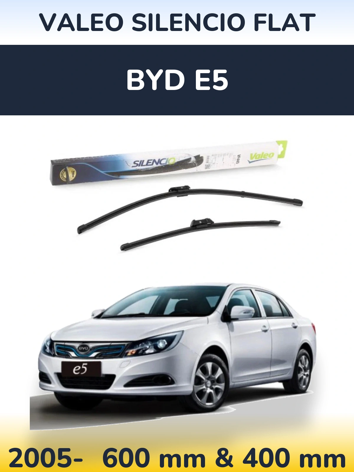 Комплект передних дворников Valeo Silencio Flat 600 & 400 мм для BYD E5 2005-2026