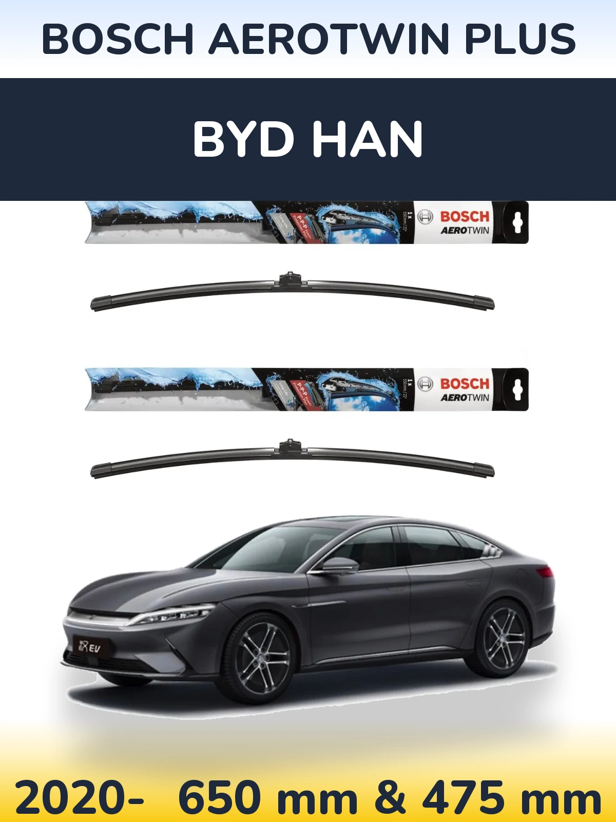Комплект передних дворников BOSCH AeroTwin Plus 650 & 475 мм для BYD Han 2020-2026