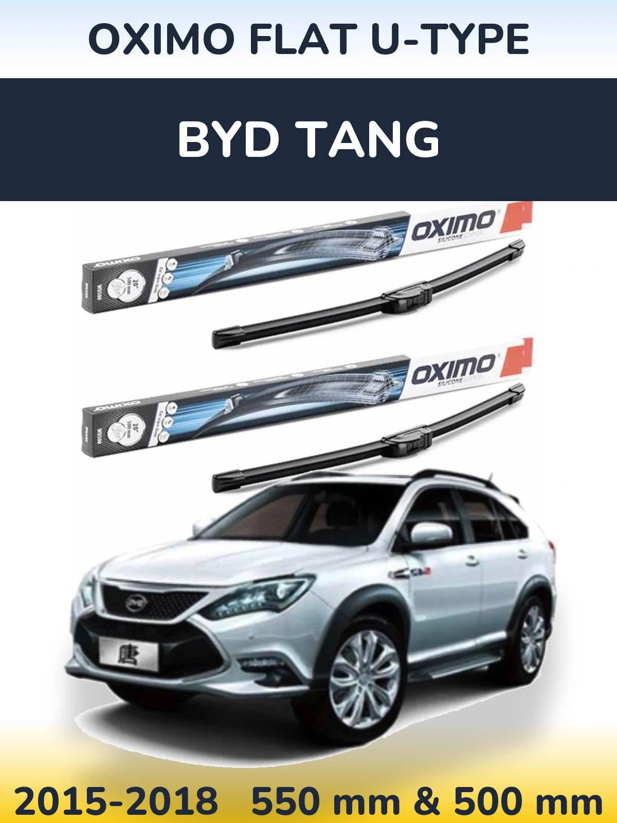 Front wiper blade set Oximo Flat U-type 550 & 500 mm for BYD Tang 2015-2018