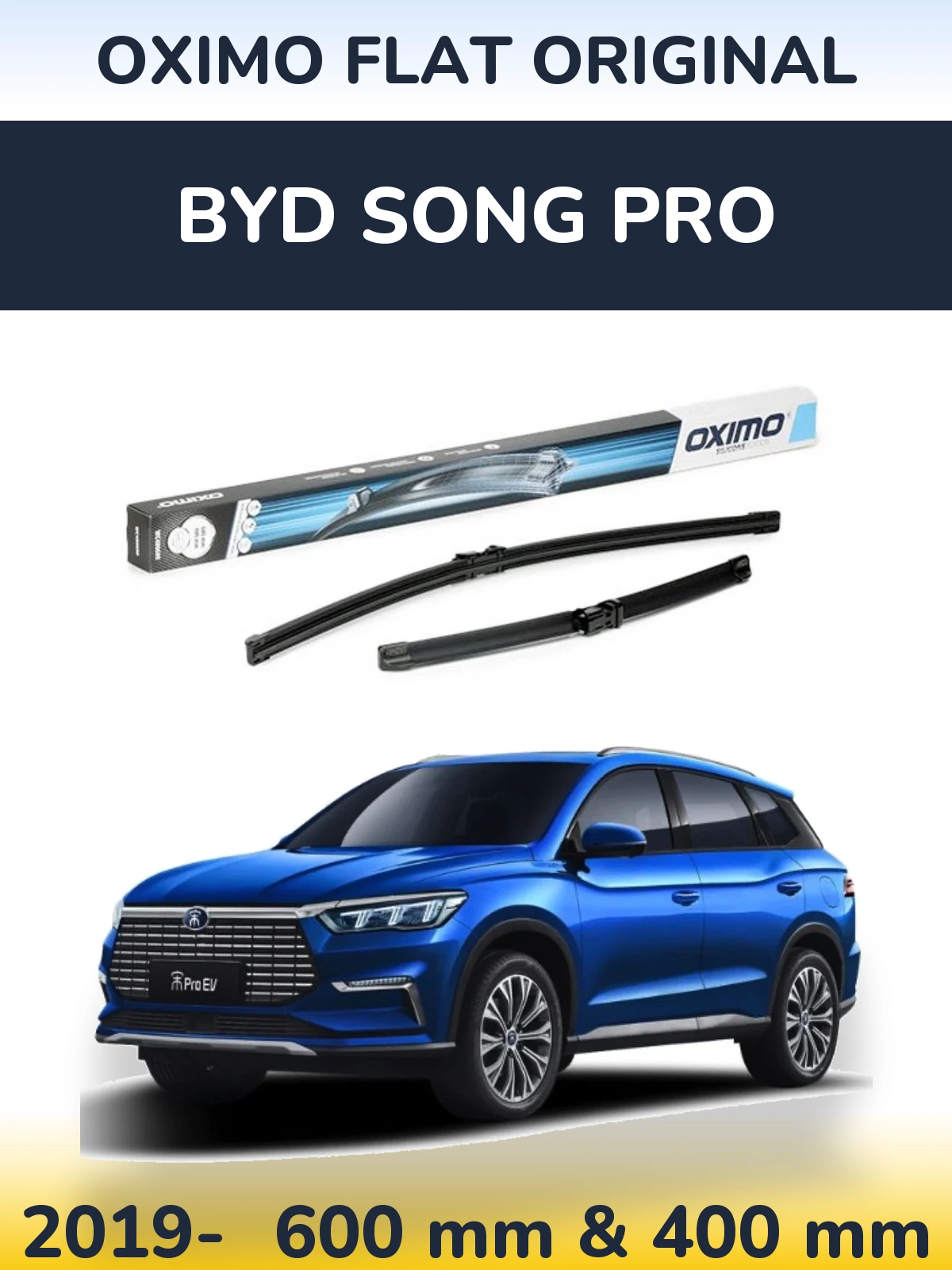 Комплект передніх щіток Oximo Flat Original 600 & 400 мм для BYD Song Pro 2019-2026