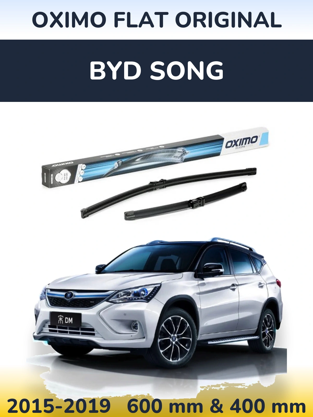 Front wiper blade set Oximo Flat Original 600 & 400 мм for BYD Song 2015-2019
