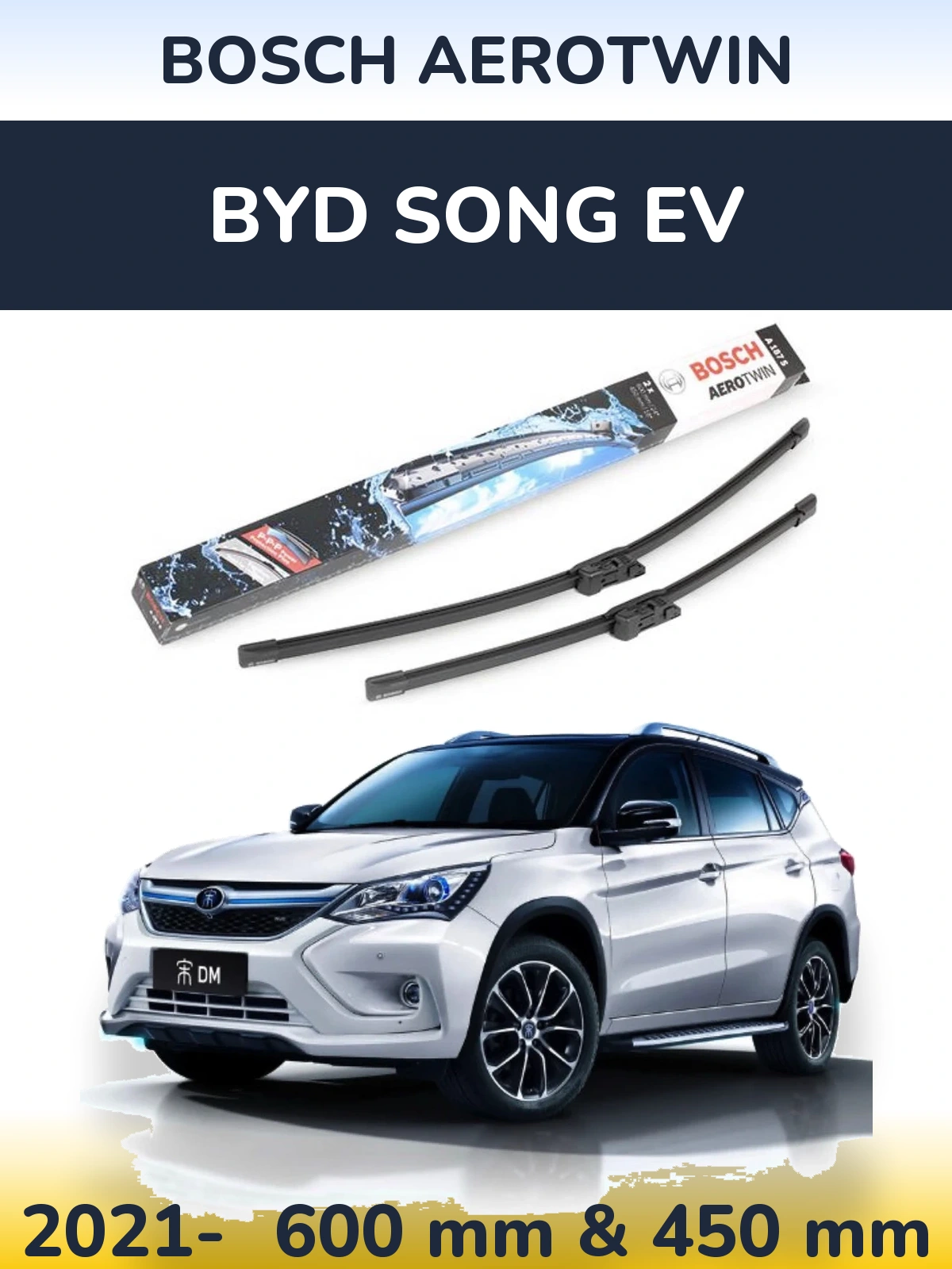 Komplet przednich wycieraczek BOSCH AeroTwin 600 & 450 mm do BYD Song EV 2021-2026