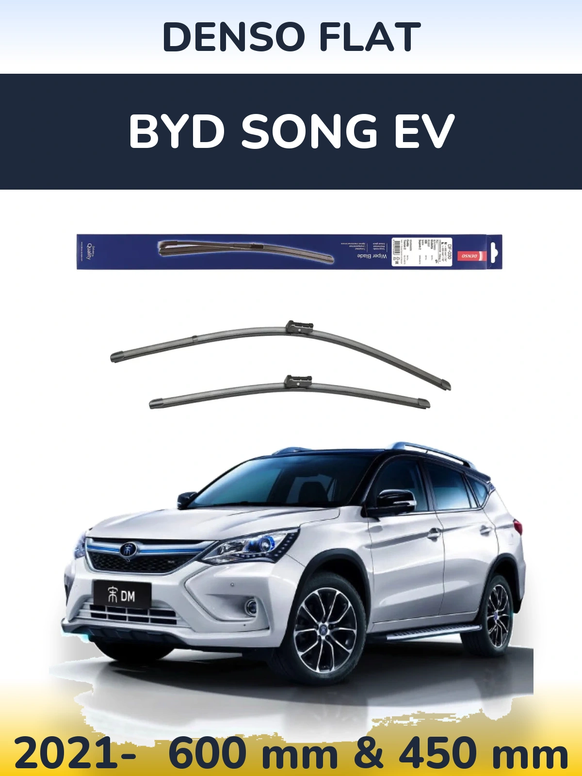 Komplet przednich wycieraczek Denso Flat 600 & 450 mm do BYD Song EV 2021-2026