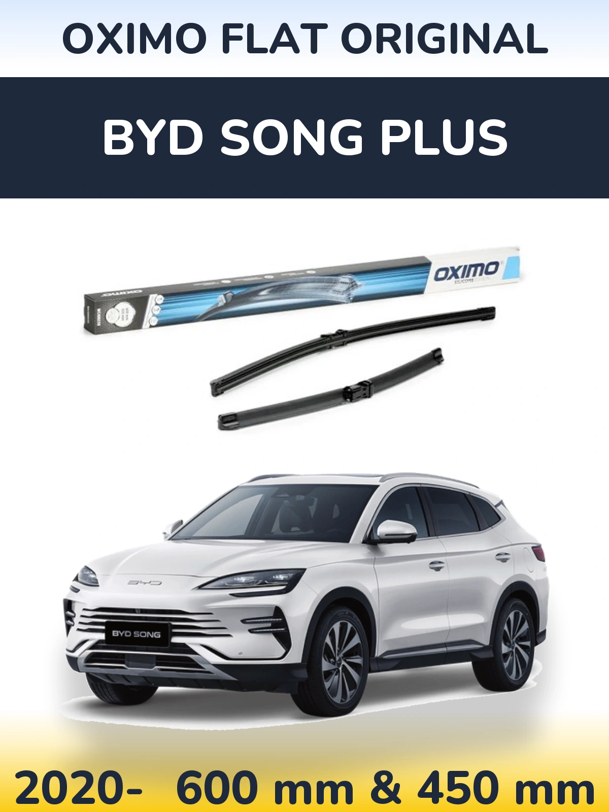 Komplet przednich wycieraczek Oximo Flat Original 600 & 450 mm do BYD Song Plus 2020-2026