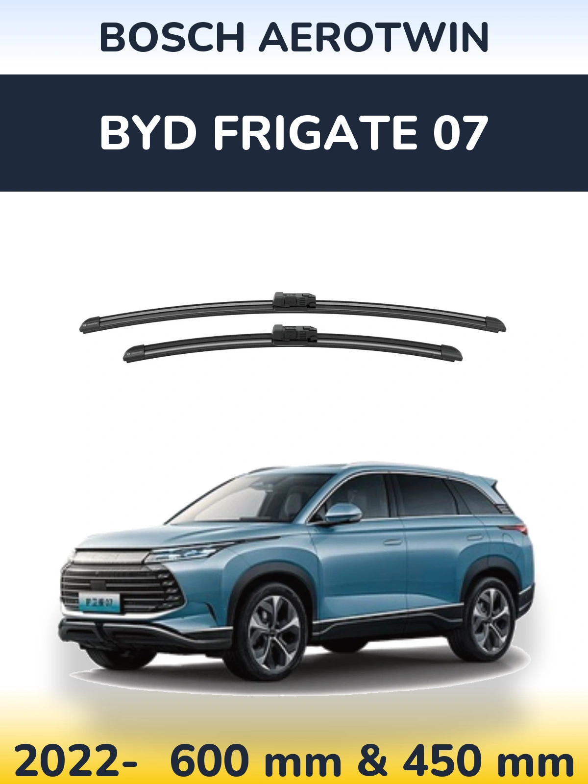 Комплект передніх щіток BOSCH AeroTwin 600 & 450 мм для BYD Frigate 07 2022-2026