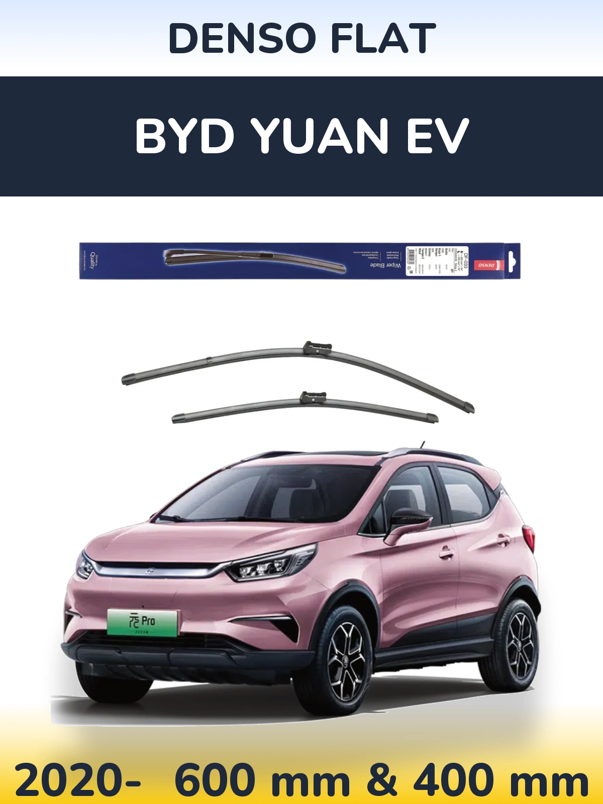 Komplet przednich wycieraczek Denso Flat 600 & 400 mm do BYD Yuan EV 2020-2026