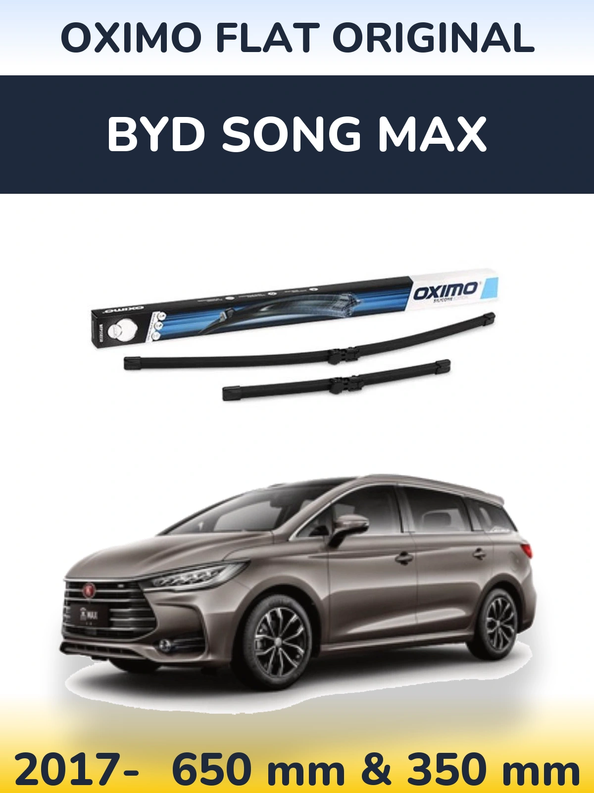 Komplet przednich wycieraczek Oximo Flat Original 650 & 350 mm do BYD Song Max 2017-2026