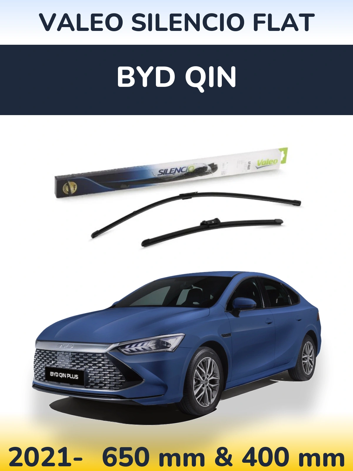 Комплект передніх щіток Valeo Silencio Flat 650 & 400 мм для BYD Qin 2021-2026